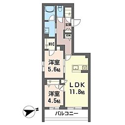 コートブランシュ湘南鵠沼 2LDKの間取図画像