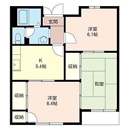 ホワイトヒルズ 3Kの間取図画像