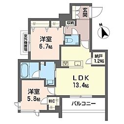 フレジェ 2LDKの間取図画像