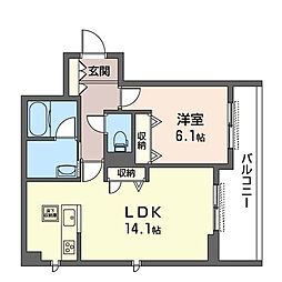 ポルトクオーレ 1LDKの間取図画像