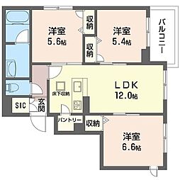 ゼフィール 3LDKの間取図画像