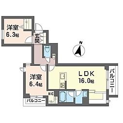 ラ リノ 2LDKの間取図画像