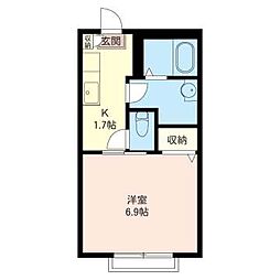 サンボナール 1Kの間取図画像