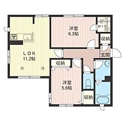 アンソレイユ西蒲田 1階2LDKの間取り