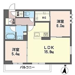 トルシーヌ下落合 2階2LDKの間取り