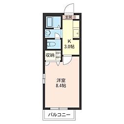 シティ東八番館 1Kの間取図画像