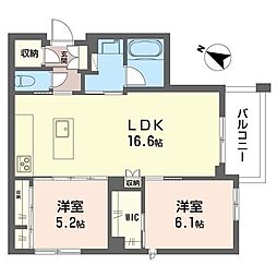 ロスマリーノ　東川口 1階2LDKの間取り