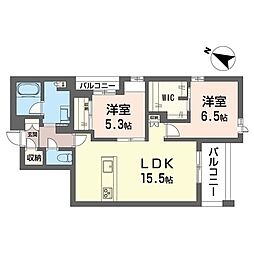 ロスマリーノ　東川口 2階2LDKの間取り