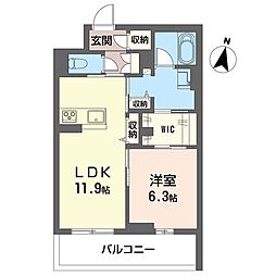 シエロエストレラード 00303 3階1LDKの間取り