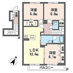 エレベジオ 3LDKの間取図画像