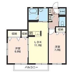 ハイツリアン 2LDKの間取図画像