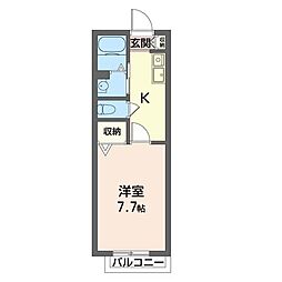 アクア・クオリア 1Kの間取図画像