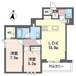ラフィネ東川口 2LDKの間取図画像