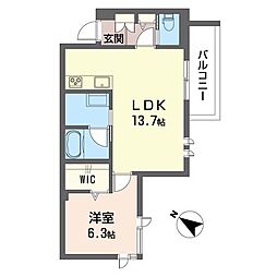 WithPlus東川口 1LDKの間取図画像