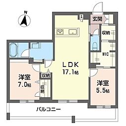 プレディーナ武蔵浦和 3階2LDKの間取り