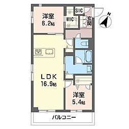 アーベイン武蔵浦和 2LDKの間取図画像