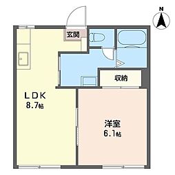 ハイツフォーブル 1LDKの間取図画像