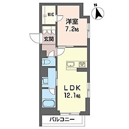 サザンクロス志木 2階1LDKの間取り