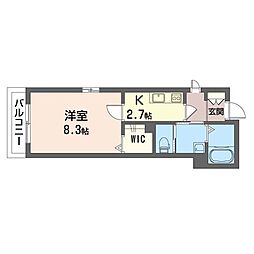 アッパーイースト 1Kの間取図画像