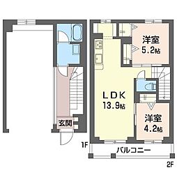 ベルパエーゼ 2LDKの間取図画像