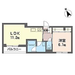メゾンレコルト 1LDKの間取図画像