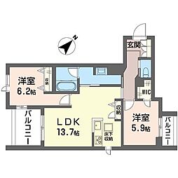 Maliena 2LDKの間取図画像