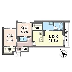 ベルヴェデーレ 2LDKの間取図画像