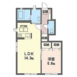MメゾンB 1LDKの間取図画像