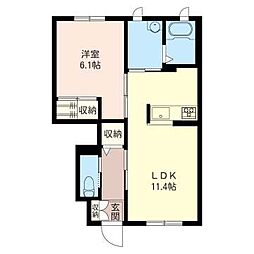 サンクレセオ大倉山 1LDKの間取図画像