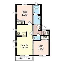 シェトワ大倉山 2LDKの間取図画像