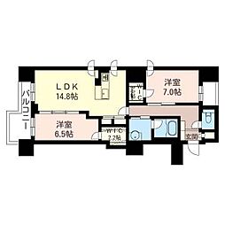 マストライフ南4条 2LDKの間取図画像