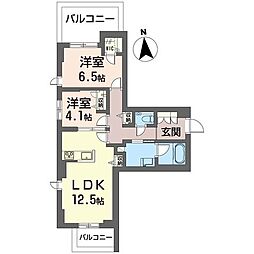 目黒ガーディアンヒルズ 2LDKの間取図画像