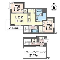 ハレ アネラ 2LDKの間取図画像