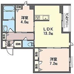 ｍａｉｓｏｎ　ｄｅ　Ｉ 3階2LDKの間取り