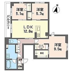 タカダヤテラス 00303 3階3LDKの間取り