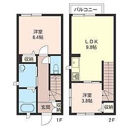 コモドシェルタ三鷹 2階2LDKの間取り