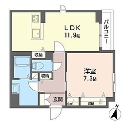 スリーウッズ 1LDKの間取図画像