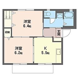 ジュネス城南 2Kの間取図画像
