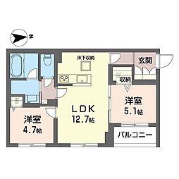 ヴォーラ三郷中央 2LDKの間取図画像