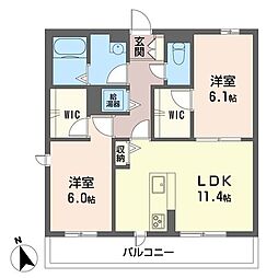 リアンジェ3 2LDKの間取図画像