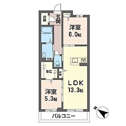 グラッツィエ 2LDKの間取図画像