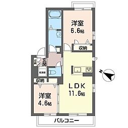 ブルックスター3 2LDKの間取図画像