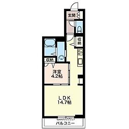 リーフクレスト 1LDKの間取図画像