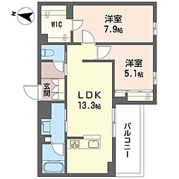 ルトリコ浦和 II 2LDKの間取図画像