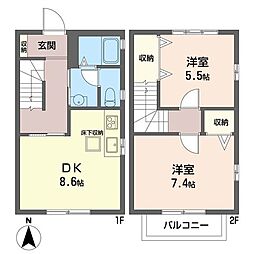 ウイングテラスA 2DKの間取図画像