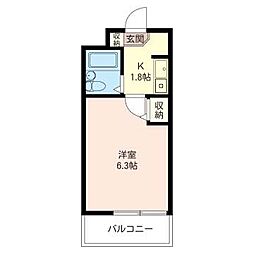 レジデンス岡田 1Kの間取図画像