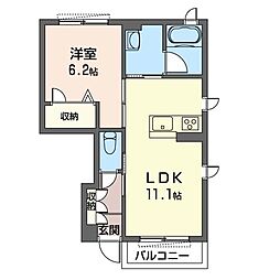 セゾンデフルール 1LDKの間取図画像