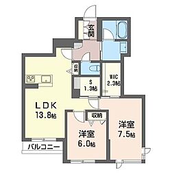 メゾンサンピア武蔵浦和 2SLDKの間取図画像