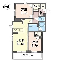 ホクレアセンター北 2LDKの間取図画像