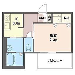ラフィネ 1Kの間取図画像